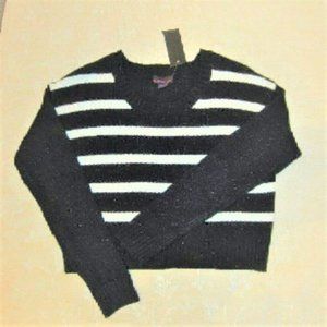 Material Girl BW Stripped Crewneck Sweater Sz XL NWT